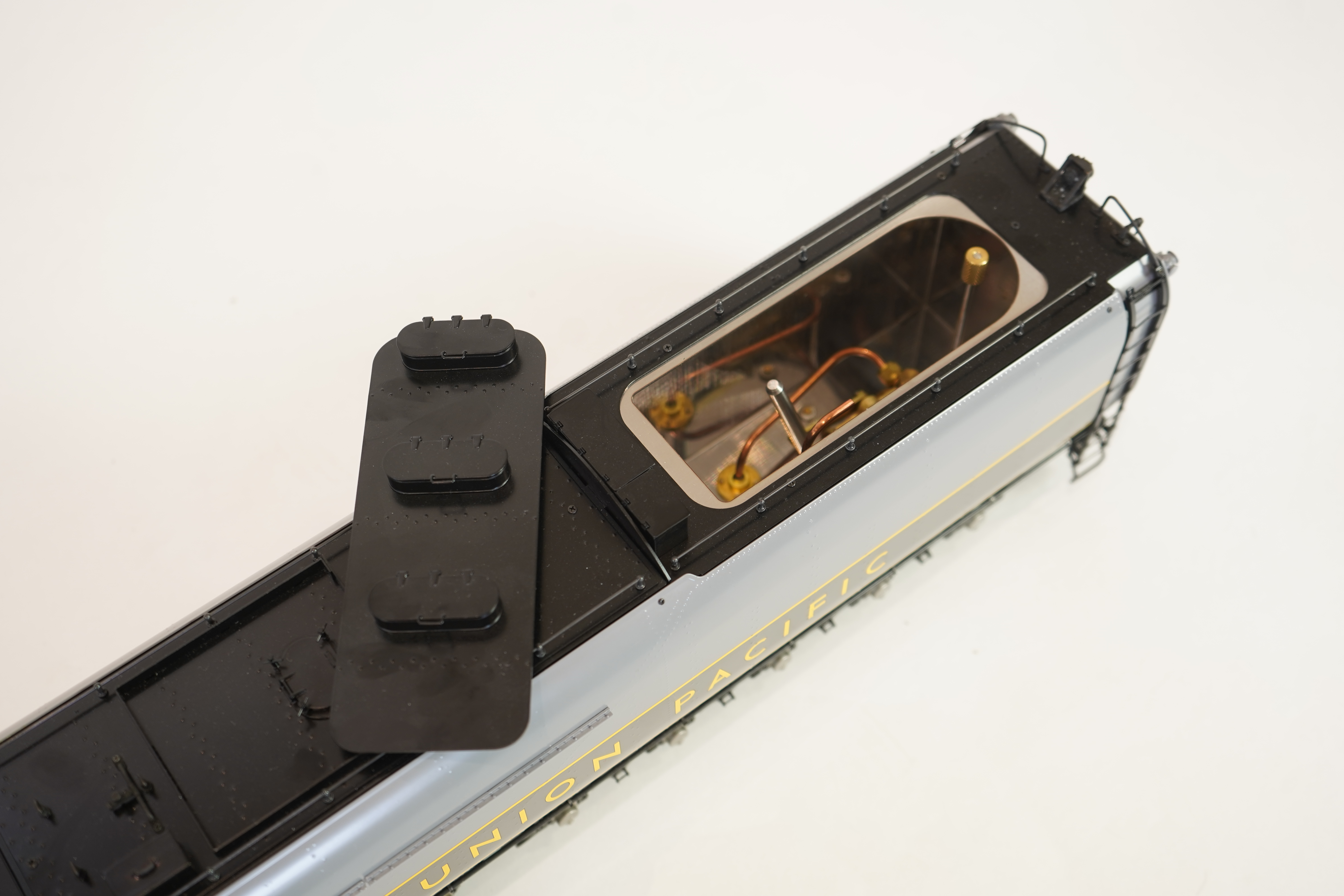 A Gauge One Aster Hobbies live steam Union Pacific FEF Class 844, 4-8-4 tender locomotive, 837, the factory ‘Built Up’ version, spirit fired working two cylinder motion, with assembly instructions, operating instructions